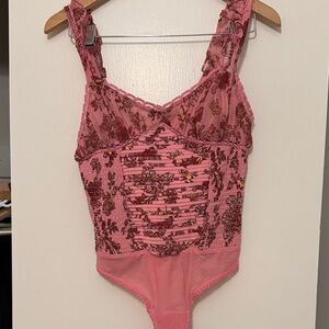 Free people Floral Pink Bodysuit